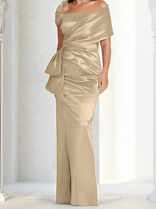 Vestidos para madre de la novia ajustados/columna con hombros descubiertos hasta el suelo