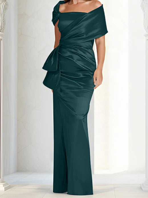 Vestidos para madre de la novia ajustados/columna con hombros descubiertos hasta el suelo