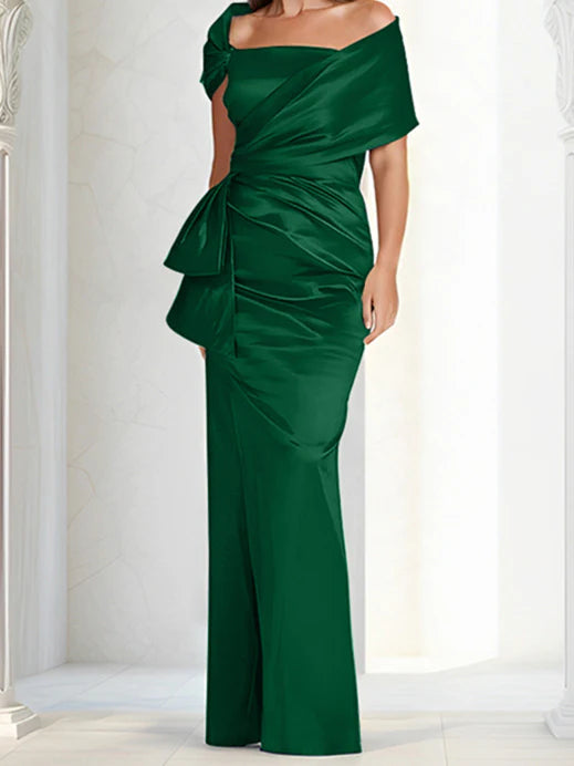 Vestidos para madre de la novia ajustados/columna con hombros descubiertos hasta el suelo