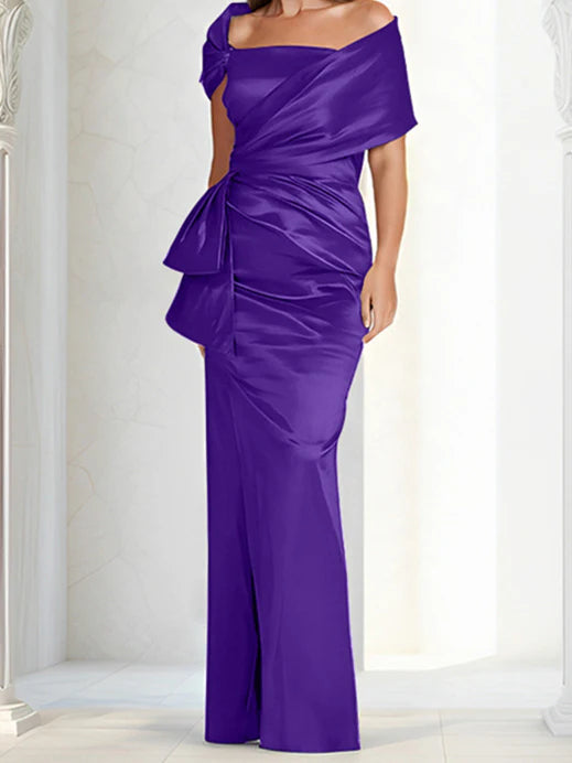 Vestidos para madre de la novia ajustados/columna con hombros descubiertos hasta el suelo