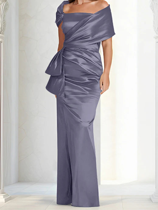Vestidos para madre de la novia ajustados/columna con hombros descubiertos hasta el suelo