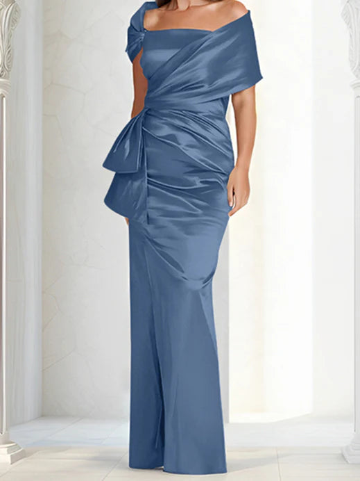 Vestidos para madre de la novia ajustados/columna con hombros descubiertos hasta el suelo