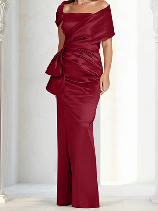 Vestidos para madre de la novia ajustados/columna con hombros descubiertos hasta el suelo