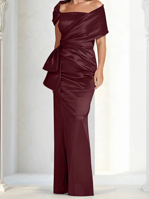 Vestidos para madre de la novia ajustados/columna con hombros descubiertos hasta el suelo