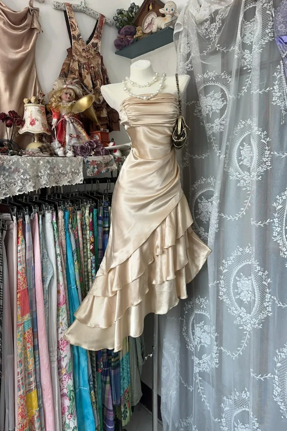 Elegant Ruched Strapless Sleeveless Zipper Back Asymmetrical Ruffled High-Low Champagne Homecoming Dresses
