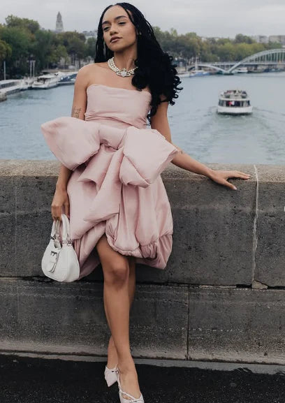 Elegant Voluminous A-Line Strapless Sweetheart Sleeveless Bow-Accent Mini Homecoming Dresses