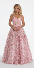 Blushing Pink Tulle Ball Gown Sweetheart Evening Dress