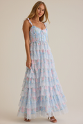 Sky Blue Chiffon A-Line Sweetheart Tiered Bridesmaid Dress