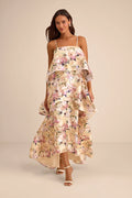 Butter Chiffon A-Line High-Low Bridesmaid Dress with Tiered Bodice