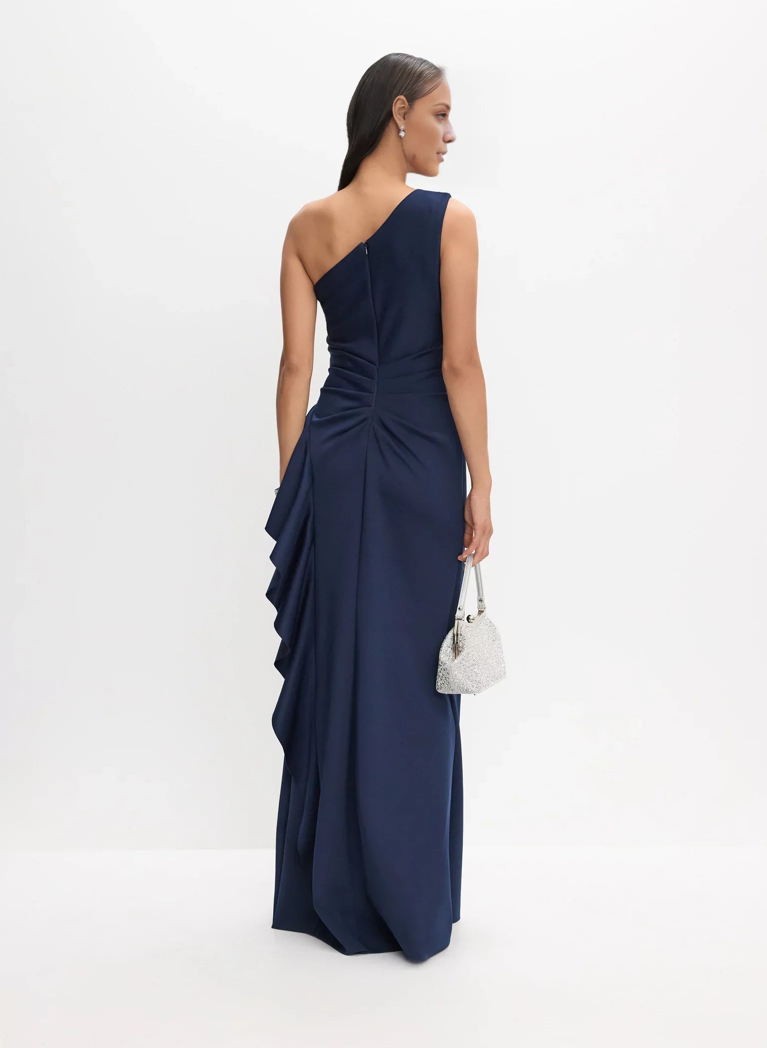 Fashion A-Line One-Shoulder Neck Sleeveless Ruffled Side-Slit Floor-Length Evening Dress