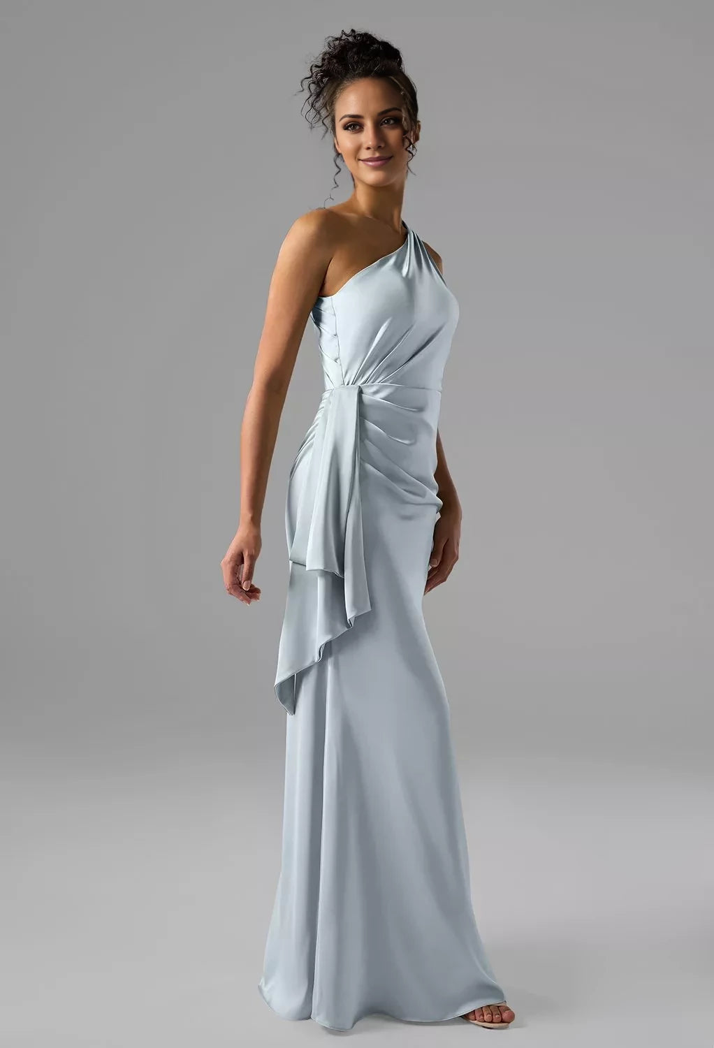 Fashion A-Line One Shoulder Sleeveless Backless Floor-Length Bridesmaid Dress