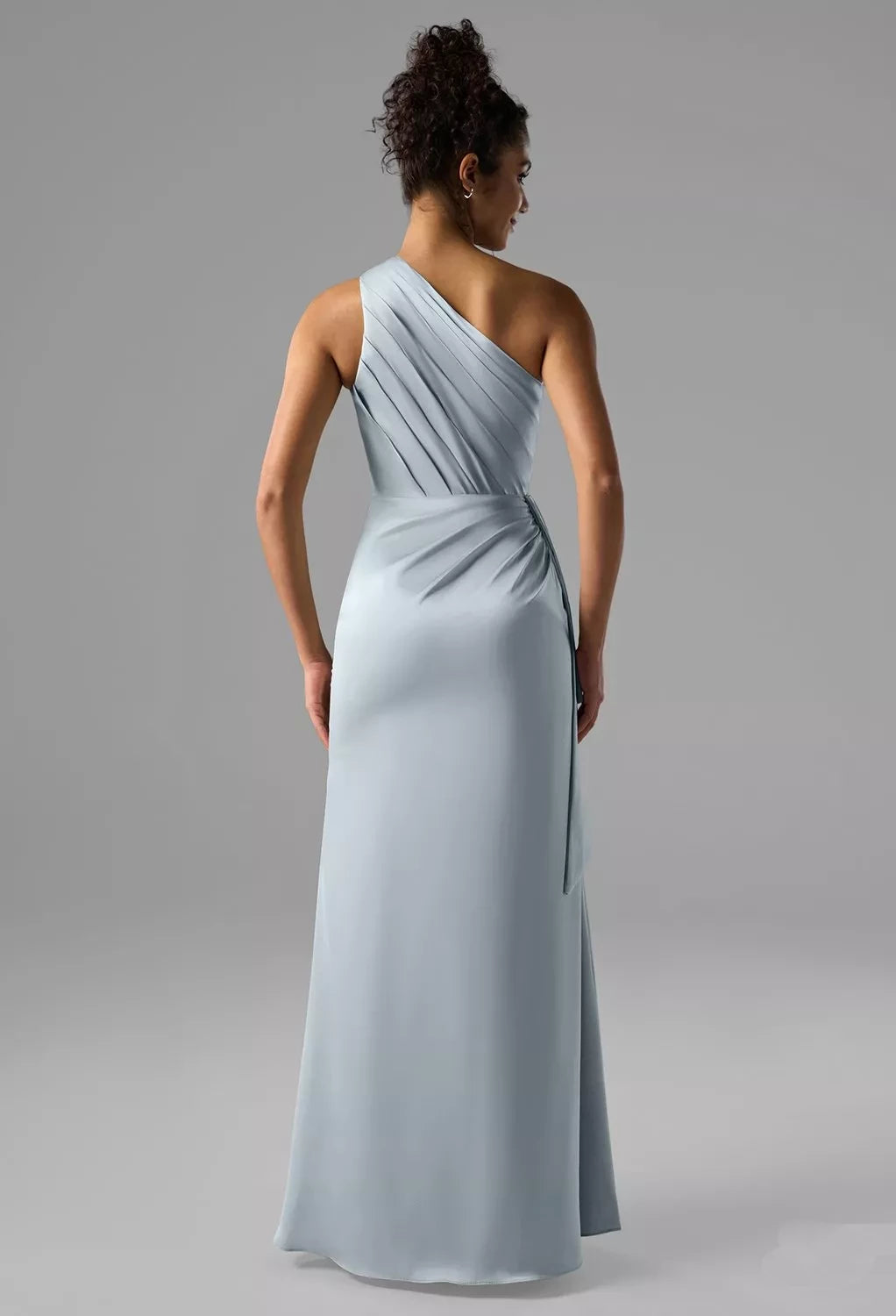 Fashion A-Line One Shoulder Sleeveless Backless Floor-Length Bridesmaid Dress