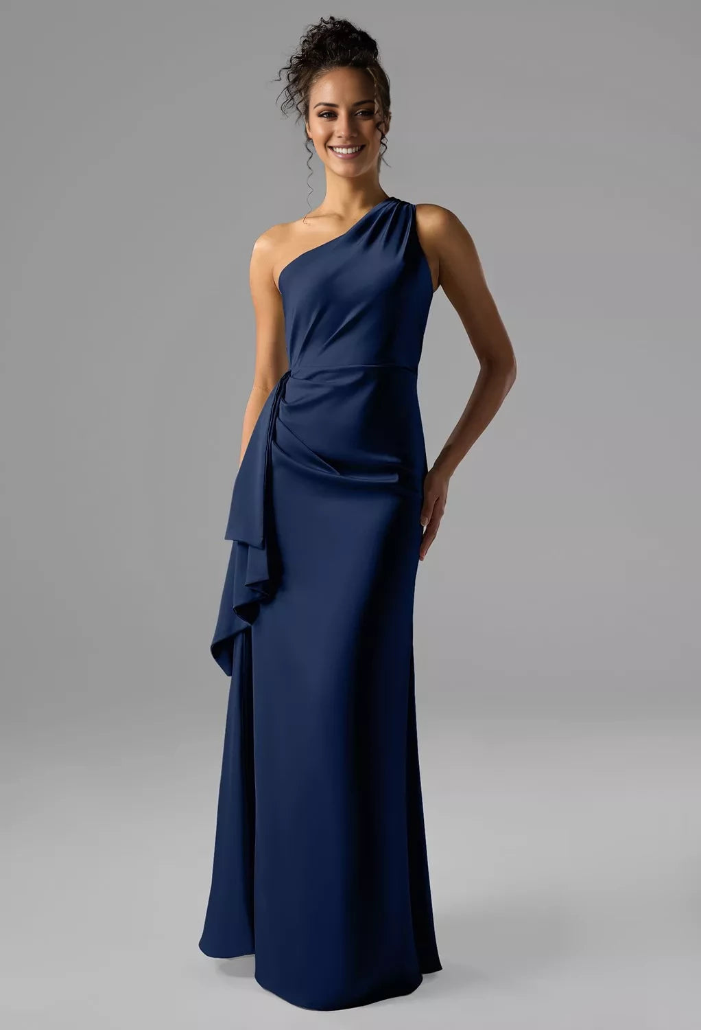 Fashion A-Line One Shoulder Sleeveless Backless Floor-Length Bridesmaid Dress
