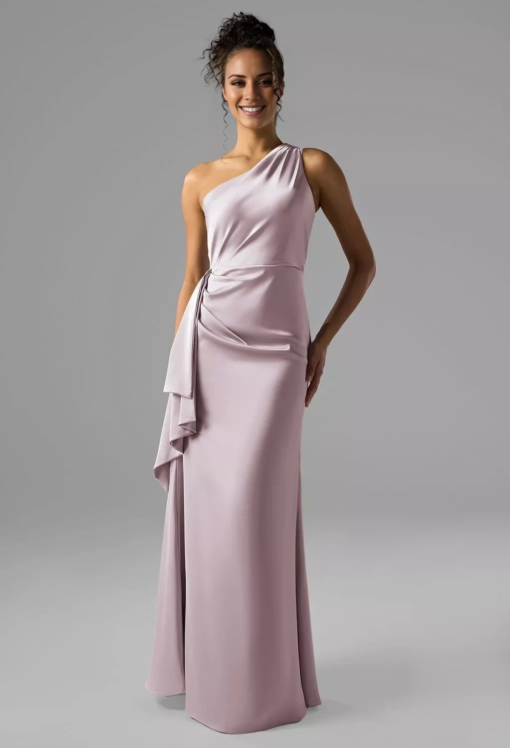 Fashion A-Line One Shoulder Sleeveless Backless Floor-Length Bridesmaid Dress