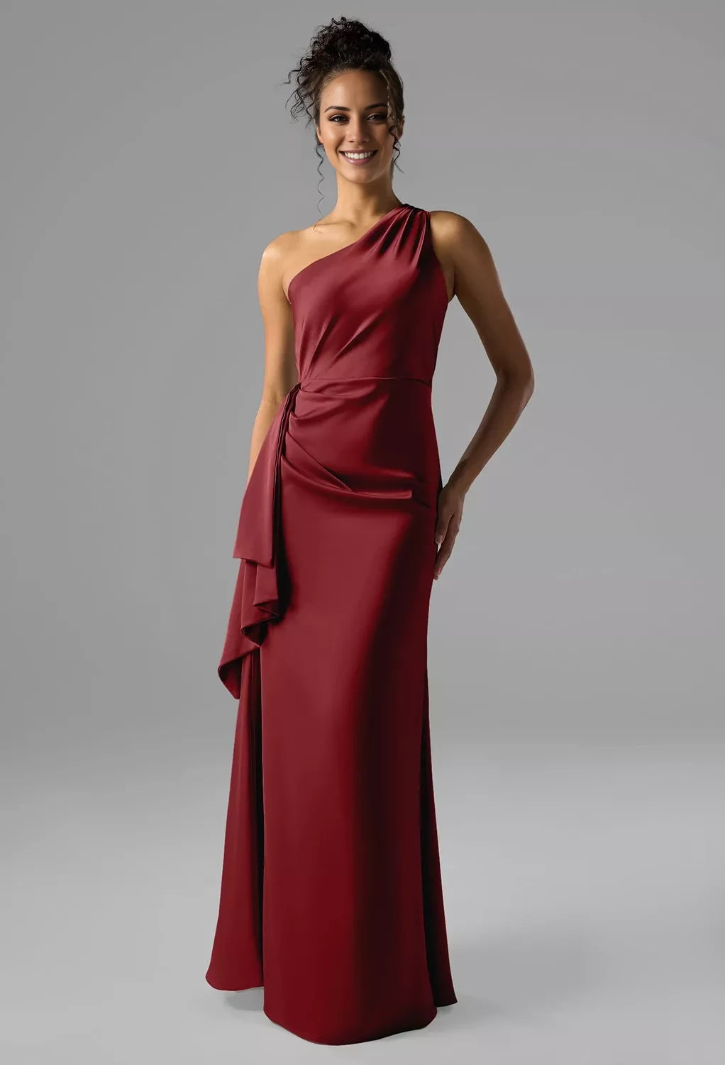 Fashion A-Line One Shoulder Sleeveless Backless Floor-Length Bridesmaid Dress