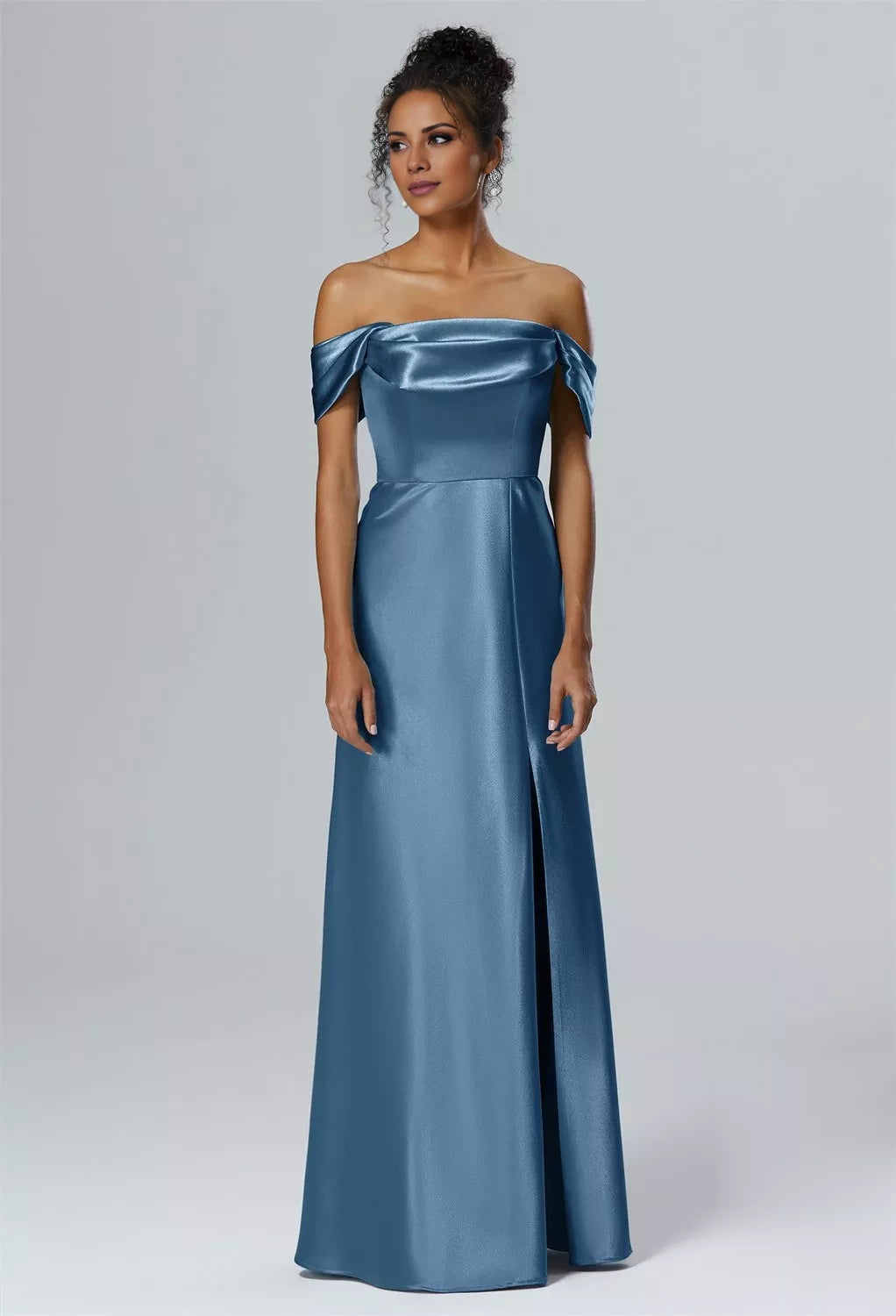 Vestidos de dama de honor de sirena, de moda, con un solo hombro, sin mangas, abertura lateral en la espalda, cremallera y largo hasta el suelo