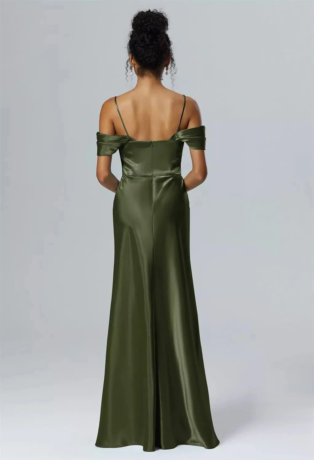 Vestidos de dama de honor de sirena, de moda, con un solo hombro, sin mangas, abertura lateral en la espalda, cremallera y largo hasta el suelo