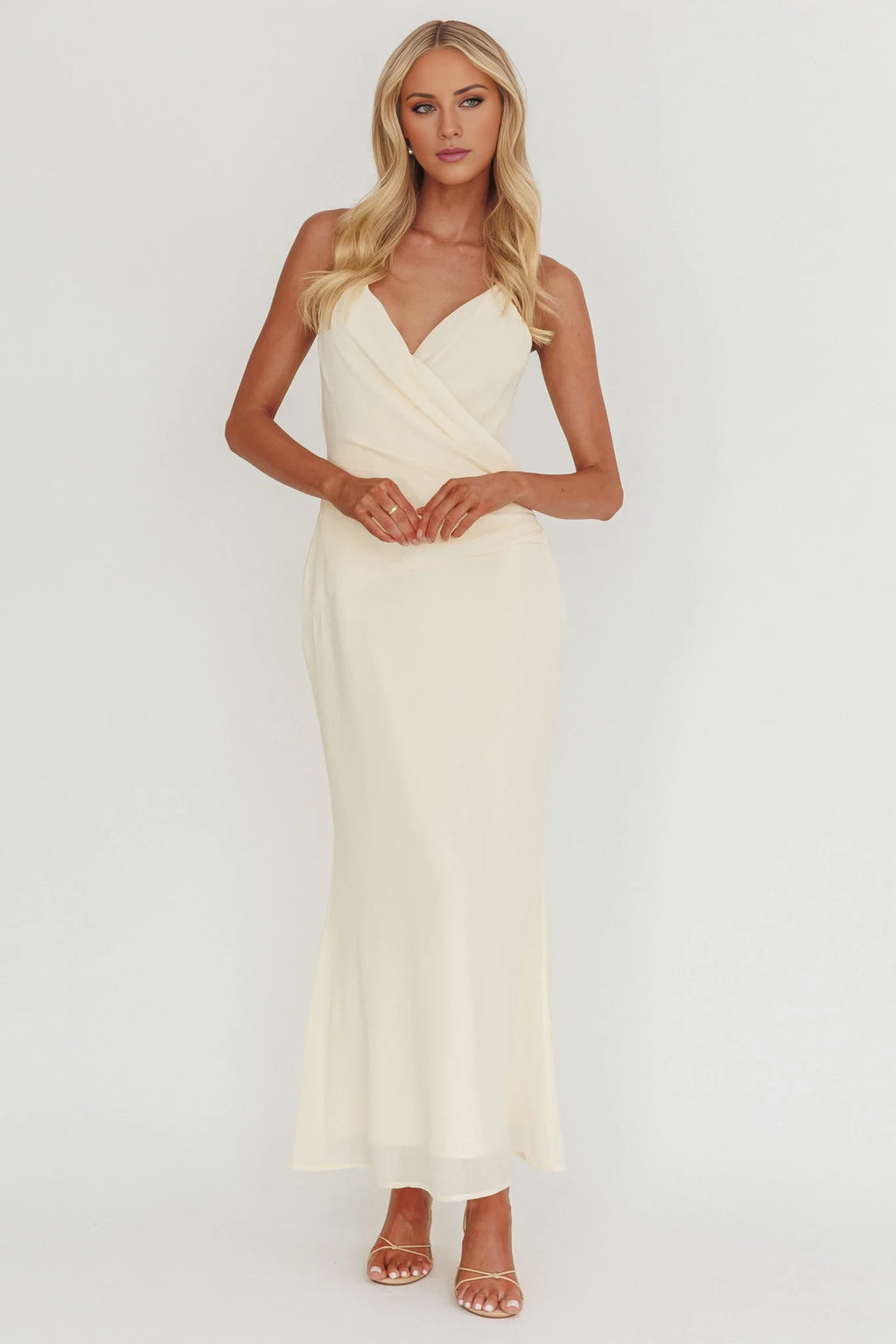 Ivory Chiffon A-Line V-Neck Floor-Length Bridesmaid Dress