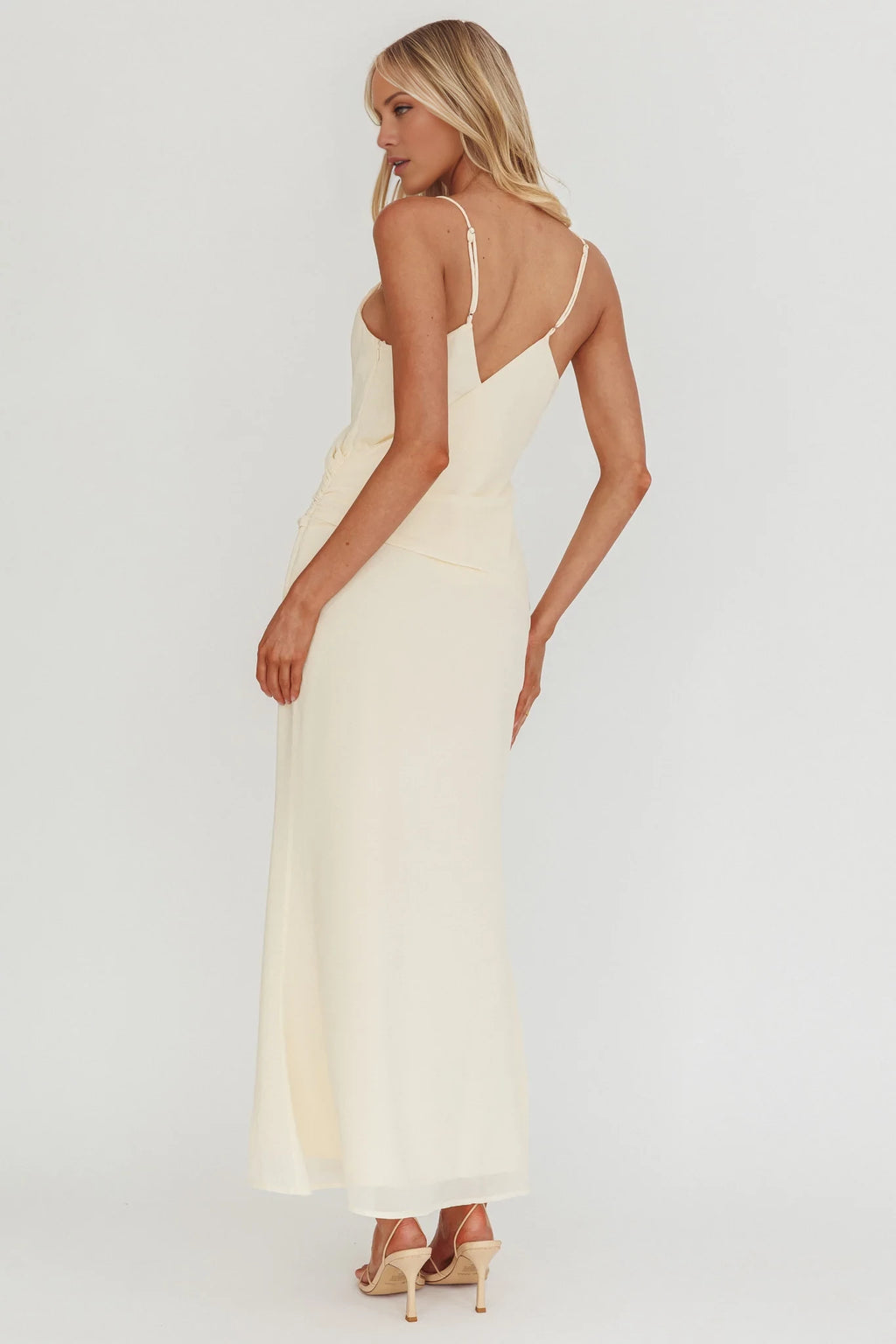 Ivory Chiffon A-Line V-Neck Floor-Length Bridesmaid Dress