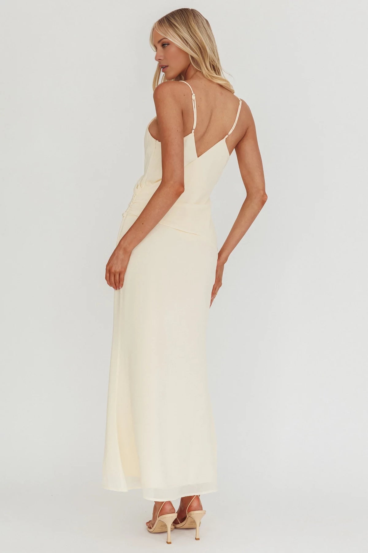 Ivory Chiffon A-Line V-Neck Floor-Length Bridesmaid Dress