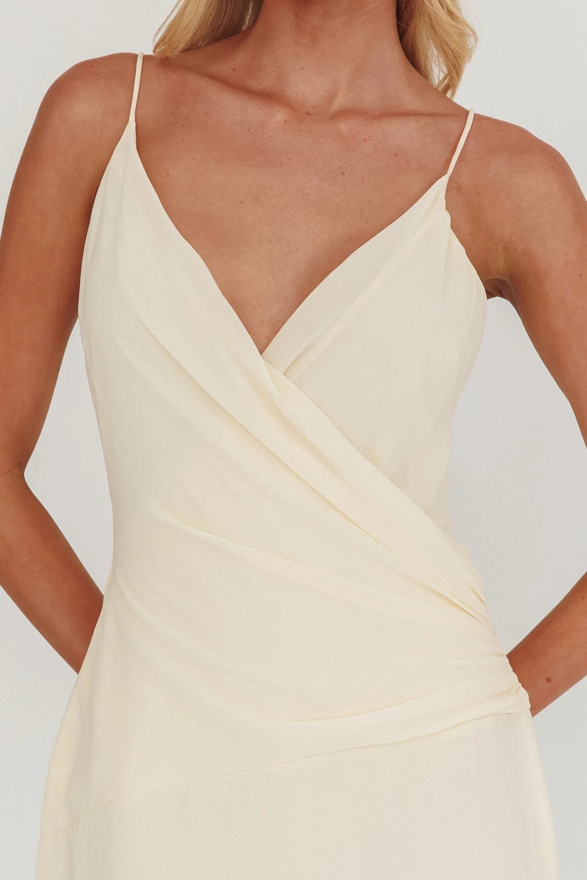 Ivory Chiffon A-Line V-Neck Floor-Length Bridesmaid Dress