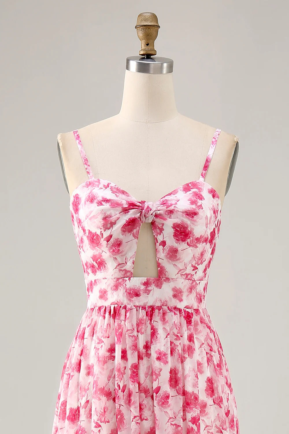 Floral Tiered Chiffon Maxi Dress with Cutout Bust