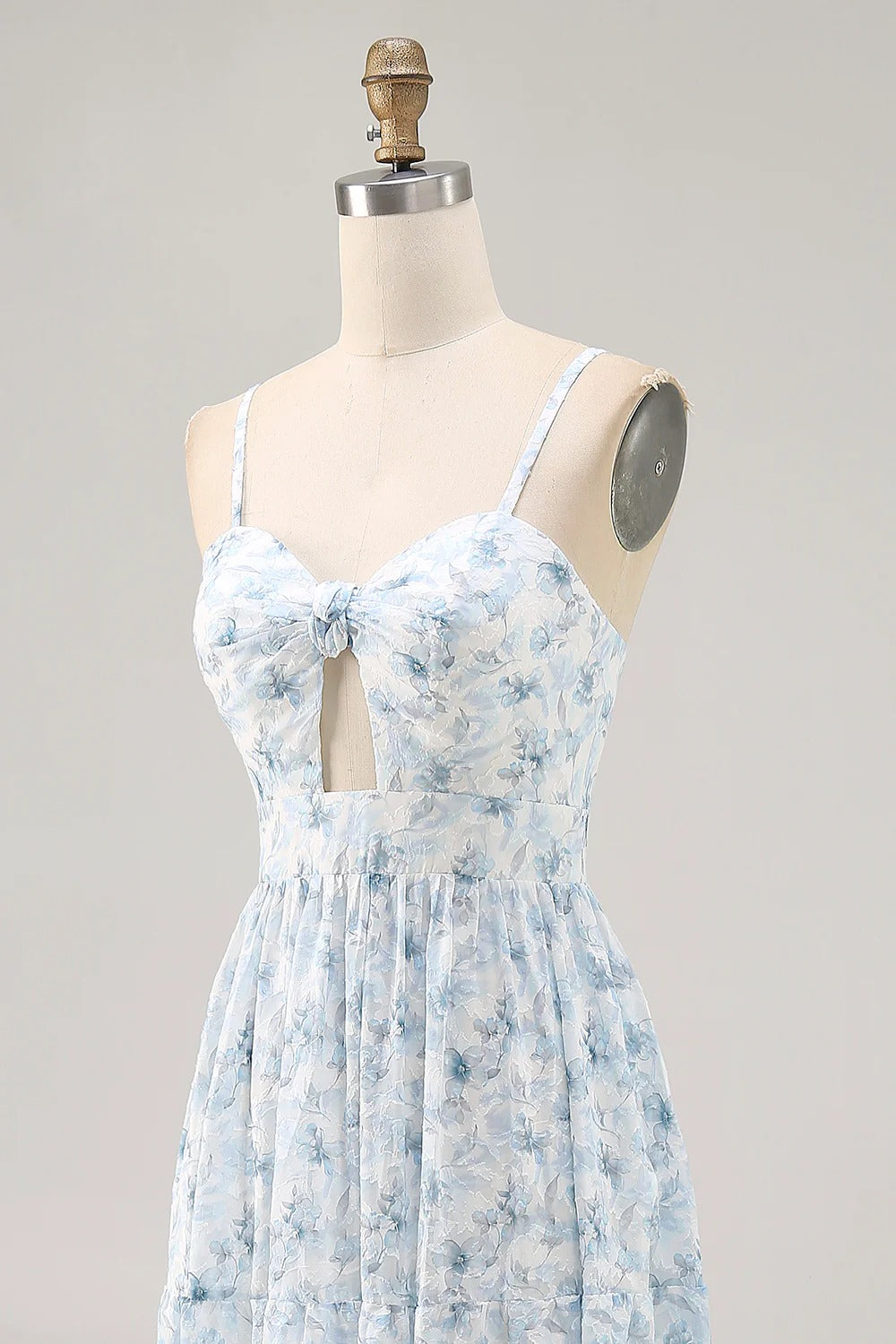 Floral Tiered Chiffon Maxi Dress with Cutout Bust