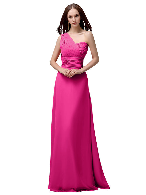 Vestidos de dama de honor únicos, sin mangas, con un solo hombro, sin tirantes, corte A y largo hasta el suelo