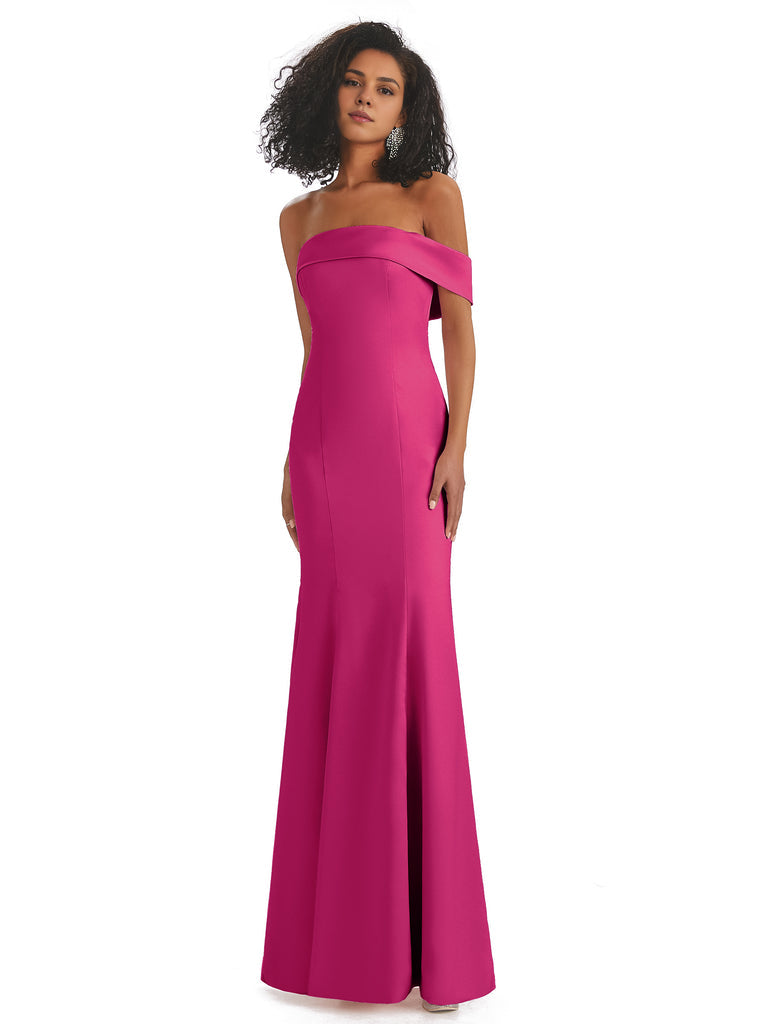 Vestidos de dama de honor de sirena con abertura lateral, sin mangas, de satén suave y sexy, únicos, de un solo hombro