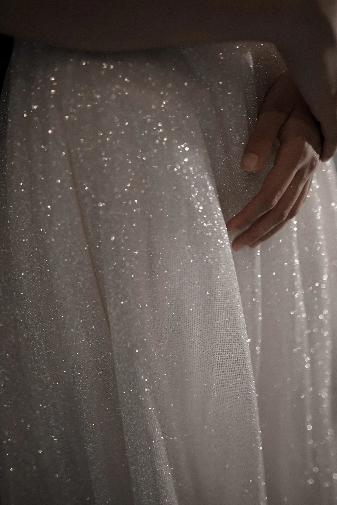 Ivory Glitter Fabric Square Neck A-Line Floor-Length Gown