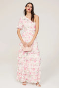 Playful Tiered One Shoulder Chiffon Floor-Length Bridesmaid Dress