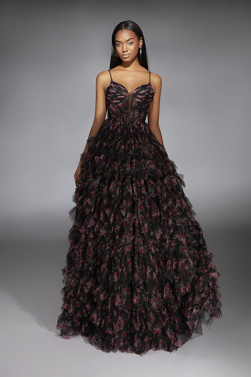 Glamorous Dramatic Fitted A-Line Sweetheart Beaded Strap Lace-Up Back Tiered Ruffle Maxi Prom Dresses