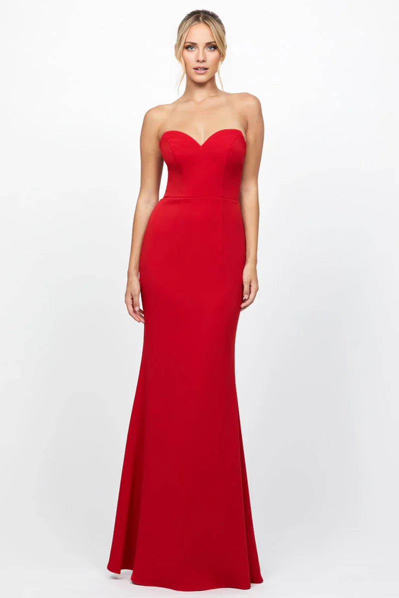 Glamorous Mermaid Strapless Sleeveless Sweetheart Neck Lace-Up-Back Floor-Length Evening Dress
