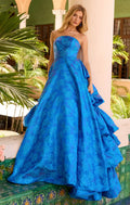 Royal Blue Strapless Ball Gown Evening Dress