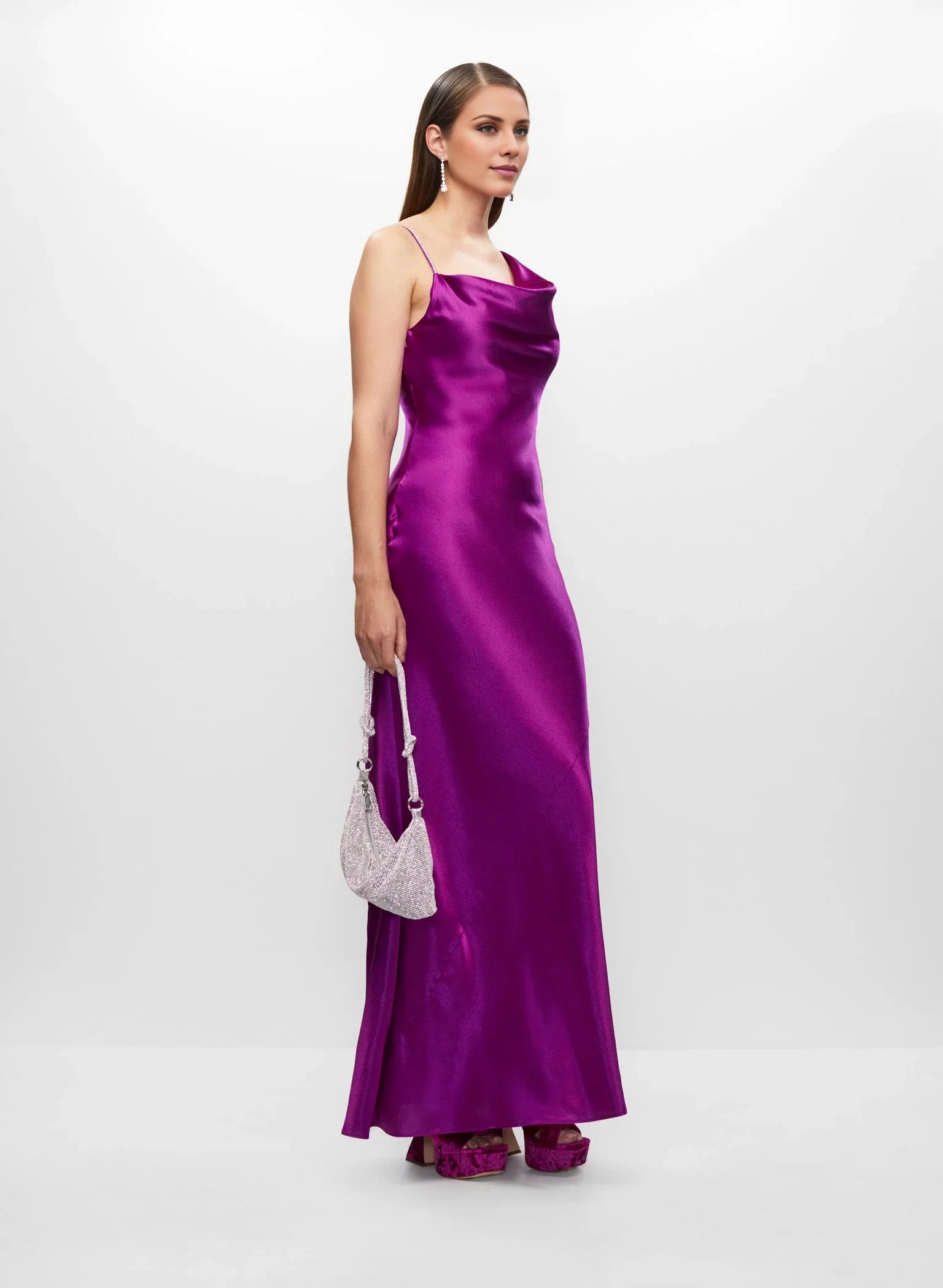 Glamorous One-Shoulder Asymmetrical Neck Sleeveless Satin Mermaid Floor-Length Evening Dress