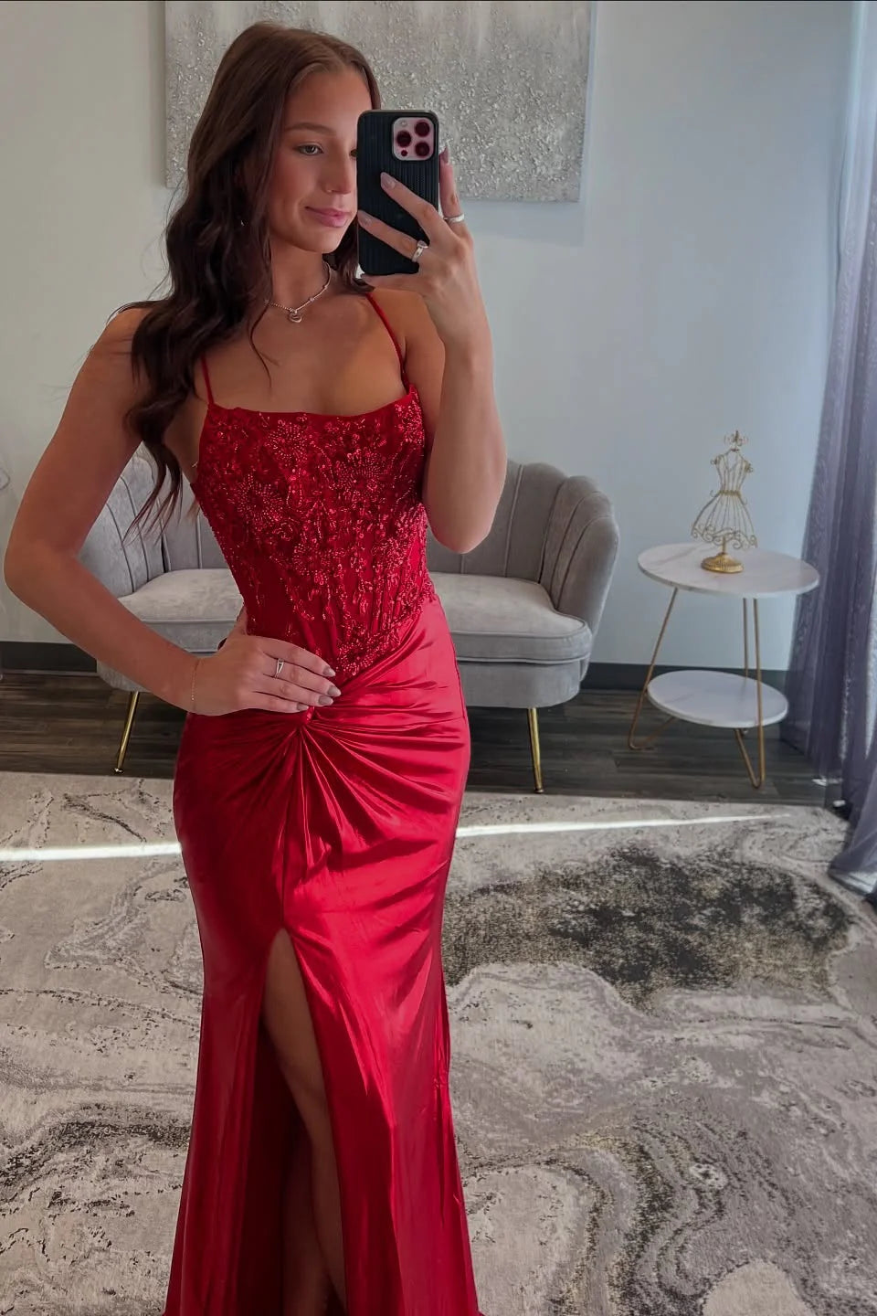 Glamorous Prom Dress with Beaded Bodice, Lace-Up Back and Mermaid Silhouette