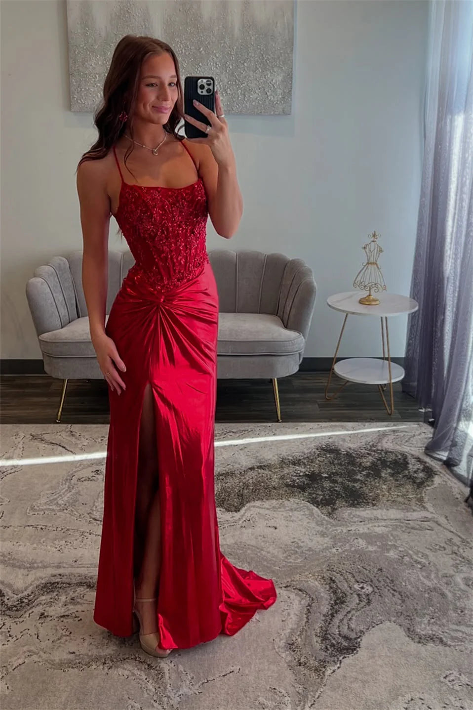 Glamorous Prom Dress with Beaded Bodice, Lace-Up Back and Mermaid Silhouette