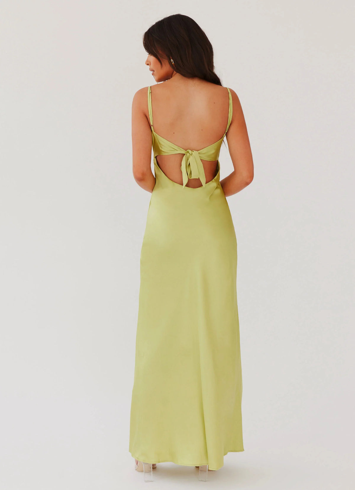 Mint Green Satin Sheath V-Neck Floor-Length Evening Dress