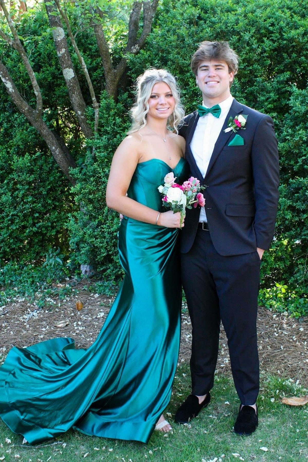 Emerald Satin Mermaid Floor-Length Evening Dress