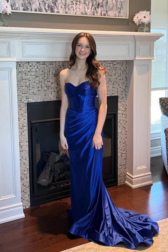 Emerald Satin Mermaid Floor-Length Evening Dress