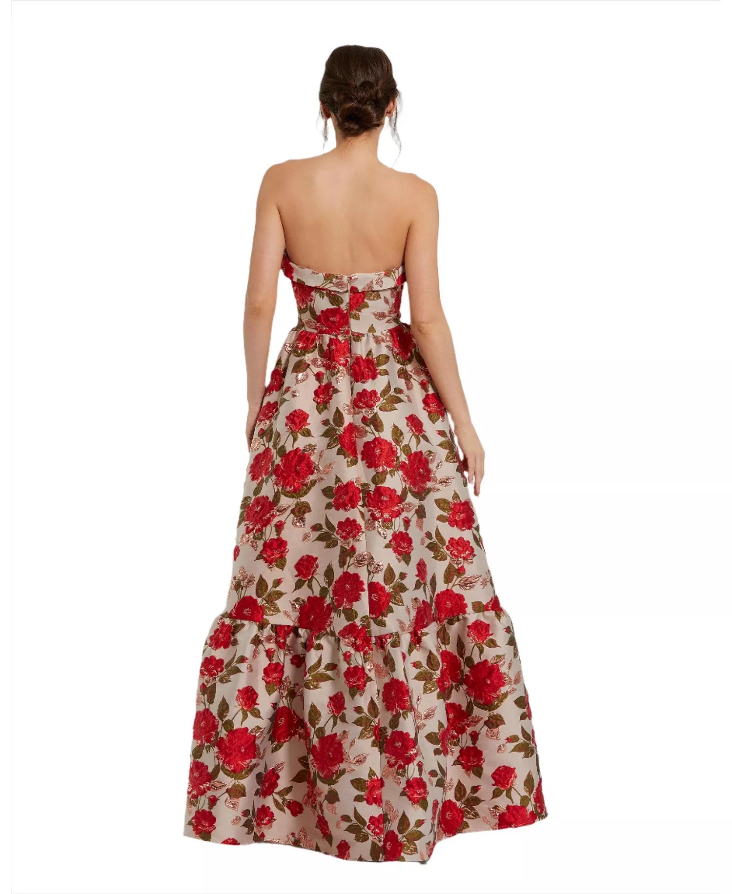 Glamorous Voluminous Ball Gown Strapless Fold Neck Open Back Tiered Maxi Prom Dress