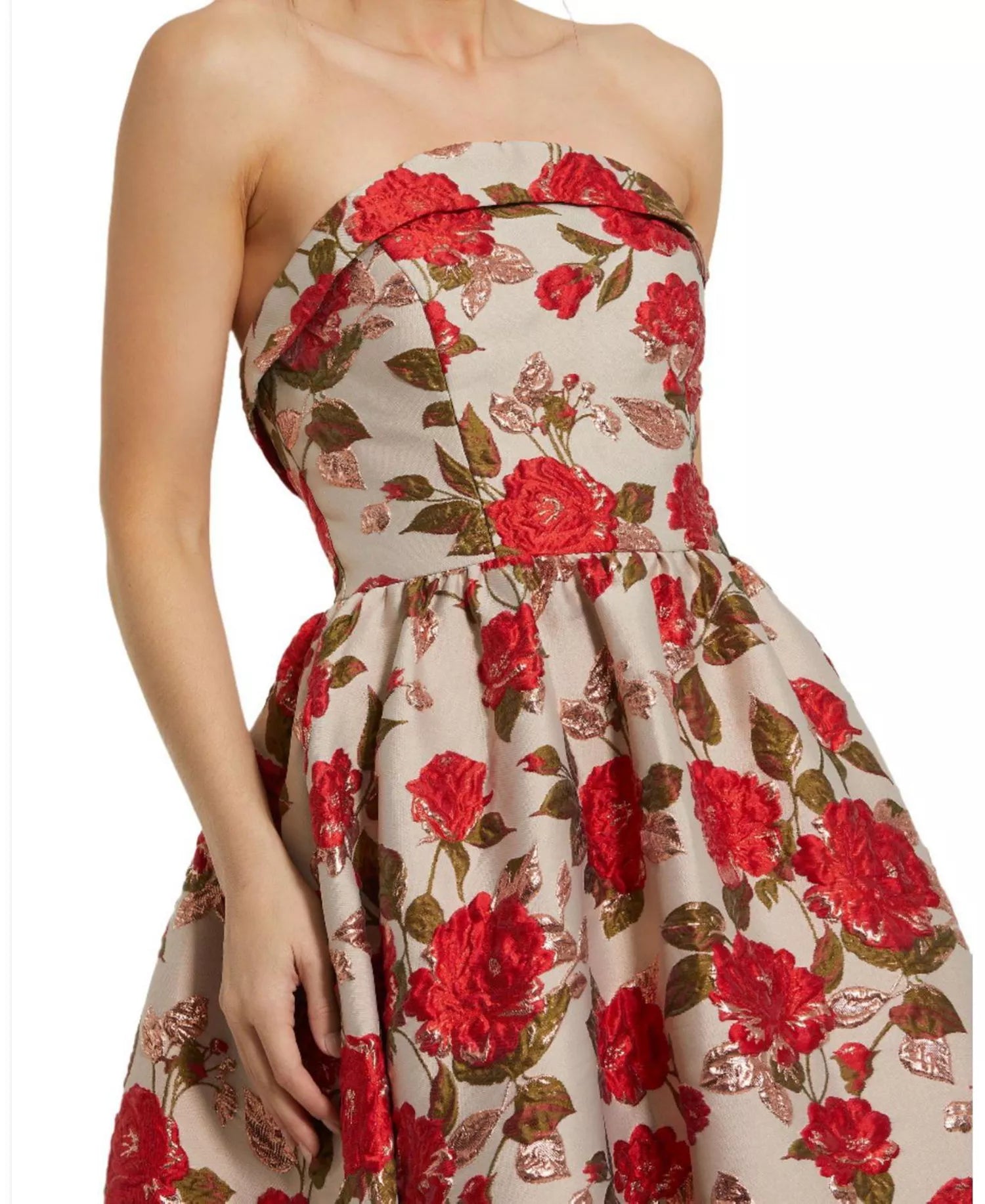 Glamorous Voluminous Ball Gown Strapless Fold Neck Open Back Tiered Maxi Prom Dress