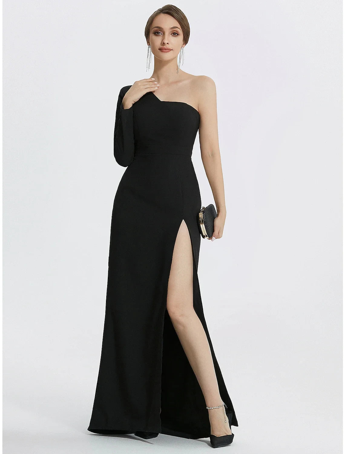 Glamorous Satin Mermaid Halter Neck Sleeveless High Back Floor-Length Evening Dresses with Slit