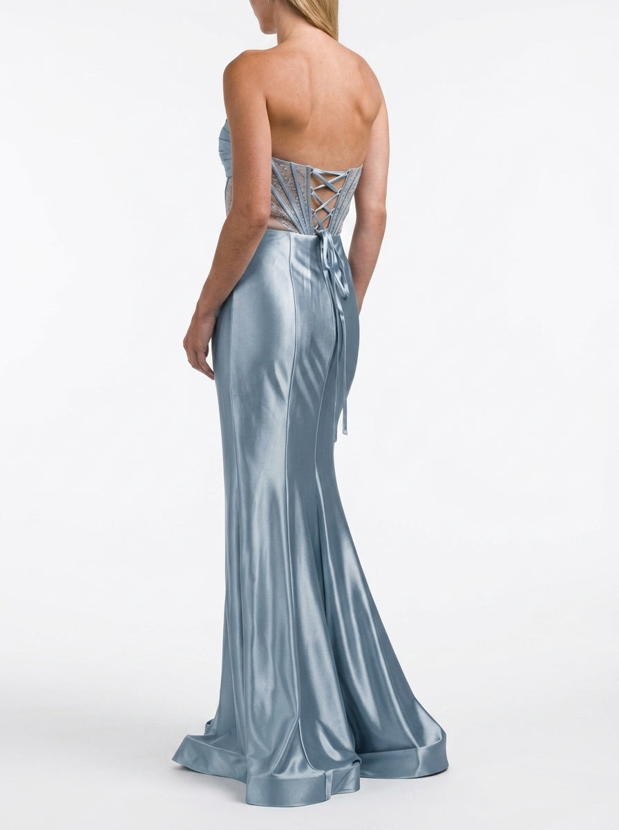Glamorous Satin Mermaid Sweetheart Spaghetti Strap Lace-Up Back Floor-Length Evening Dresses