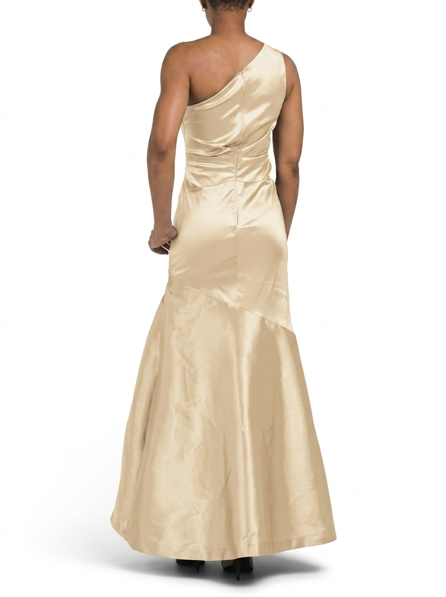 Glamorous Satin Sheath One-Shoulder Sleeveless Zipper Back Floor-Length Evening Dresses
