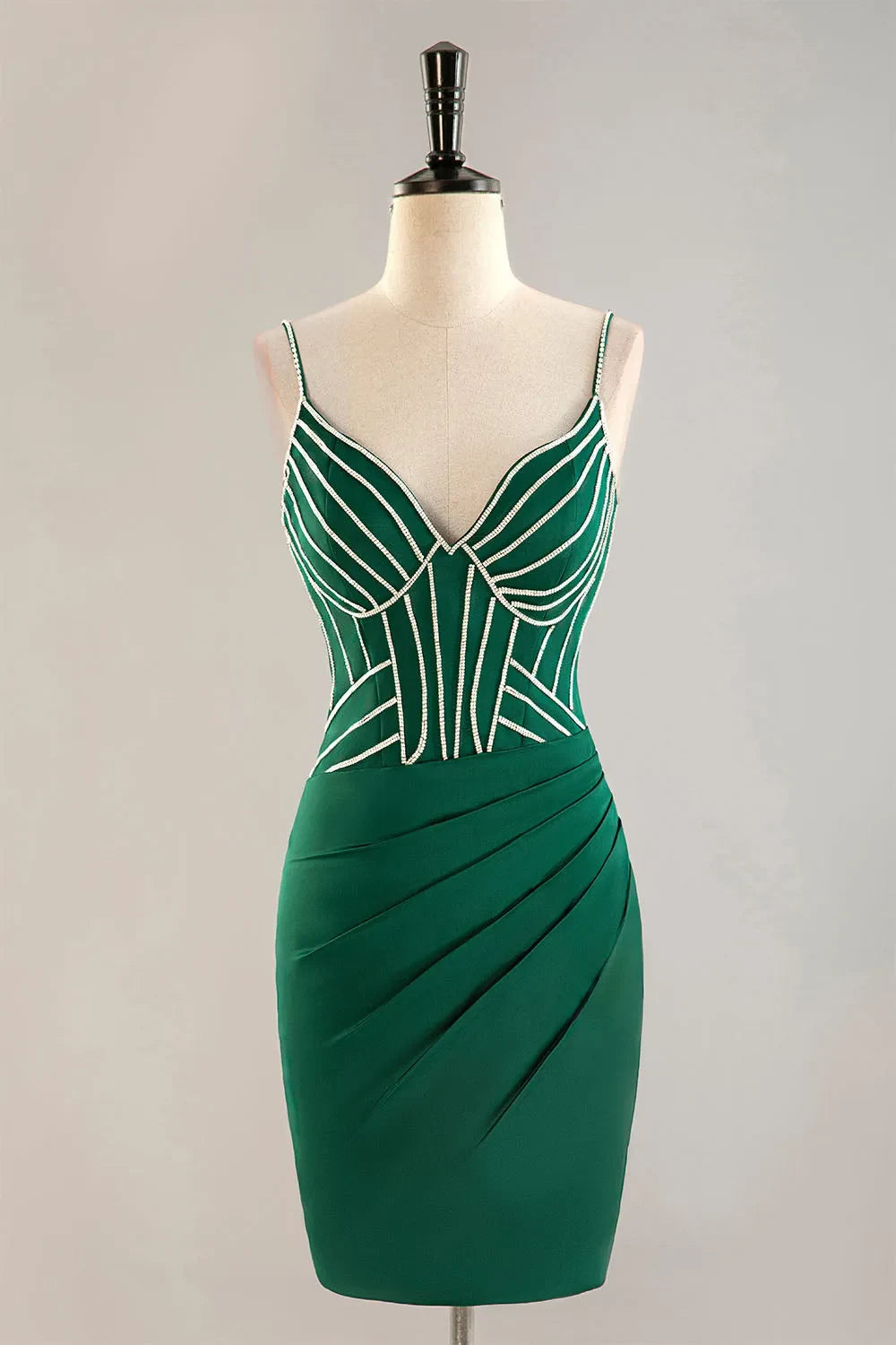 Glamorous Satin Sheath Sweetheart V-Neck Sleeveless Low V-Back Zipper Short Homecoming Dresses