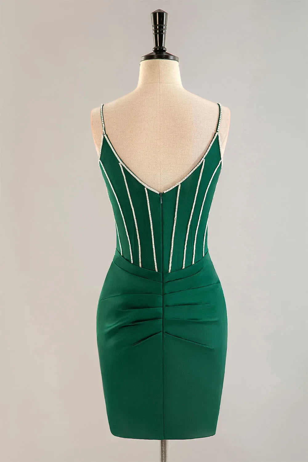 Glamorous Satin Sheath Sweetheart V-Neck Sleeveless Low V-Back Zipper Short Homecoming Dresses