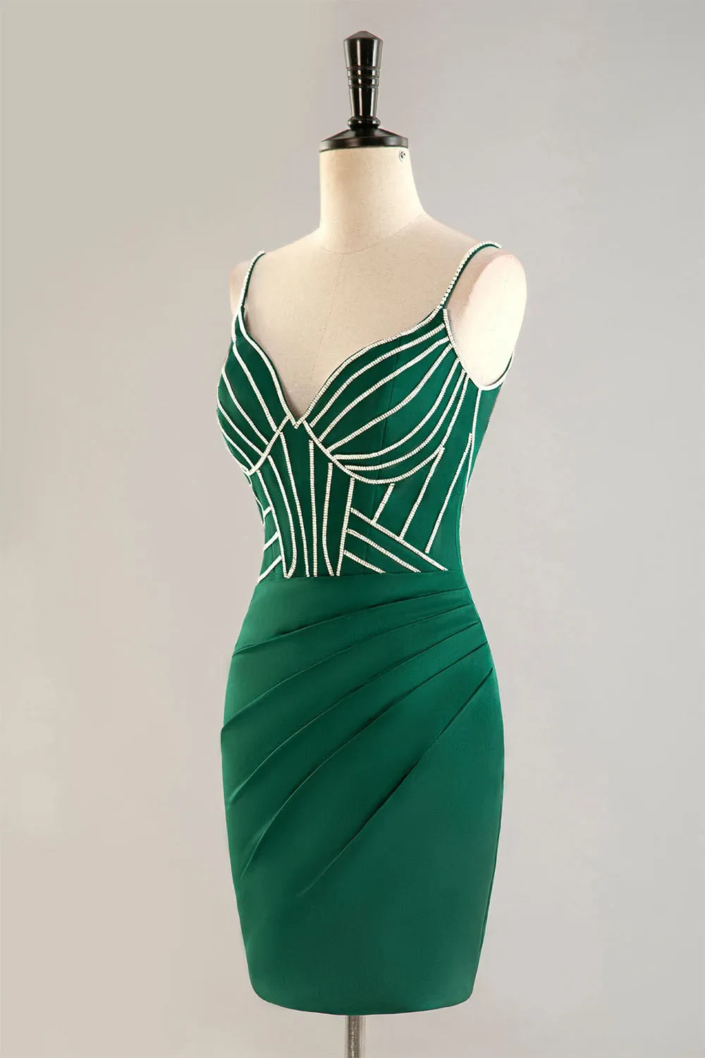 Glamorous Satin Sheath Sweetheart V-Neck Sleeveless Low V-Back Zipper Short Homecoming Dresses