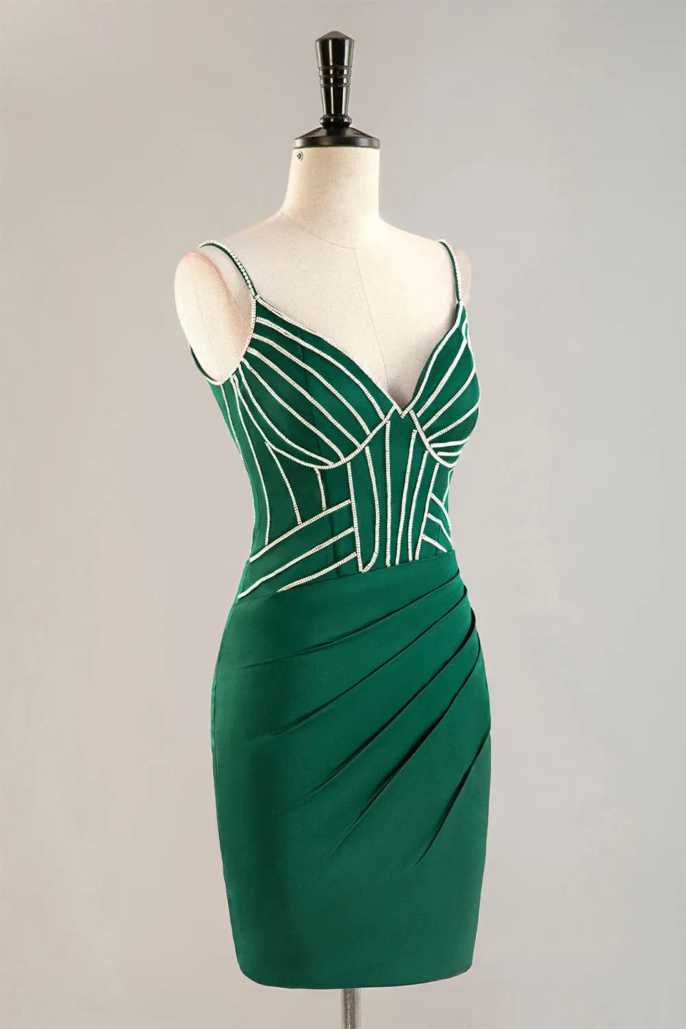 Glamorous Satin Sheath Sweetheart V-Neck Sleeveless Low V-Back Zipper Short Homecoming Dresses