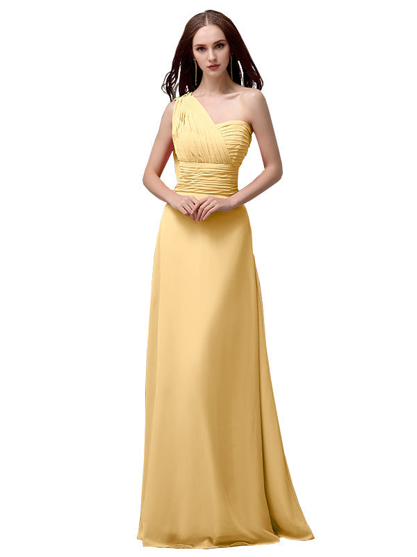 Vestidos de dama de honor únicos, sin mangas, con un solo hombro, sin tirantes, corte A y largo hasta el suelo